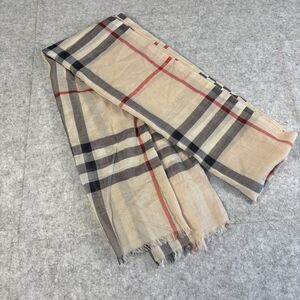 Burberry London Wide Check Wool Silk Scarf Stole Shawl 84" x 29" Made in Italy